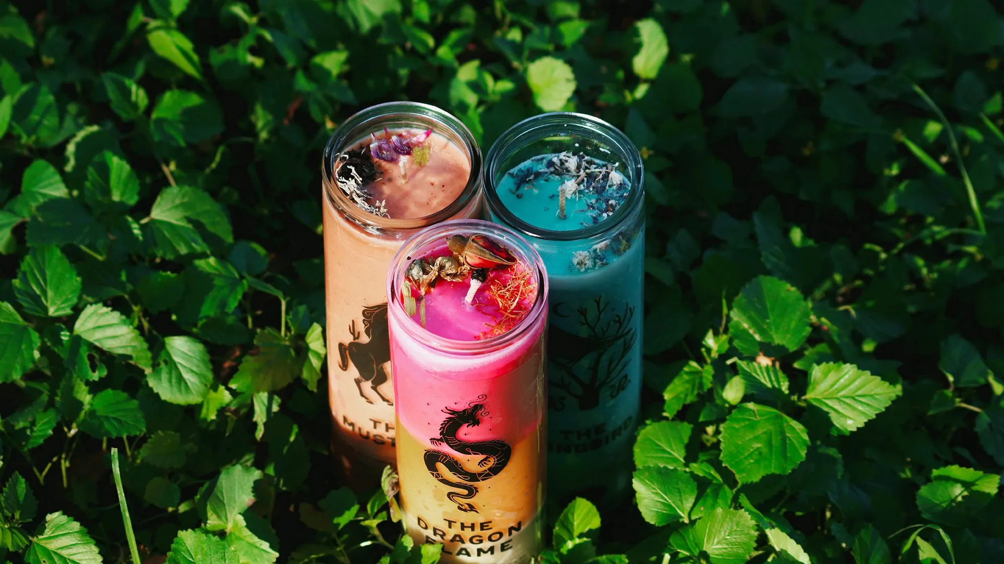 Night Wing Goods candles among leaves