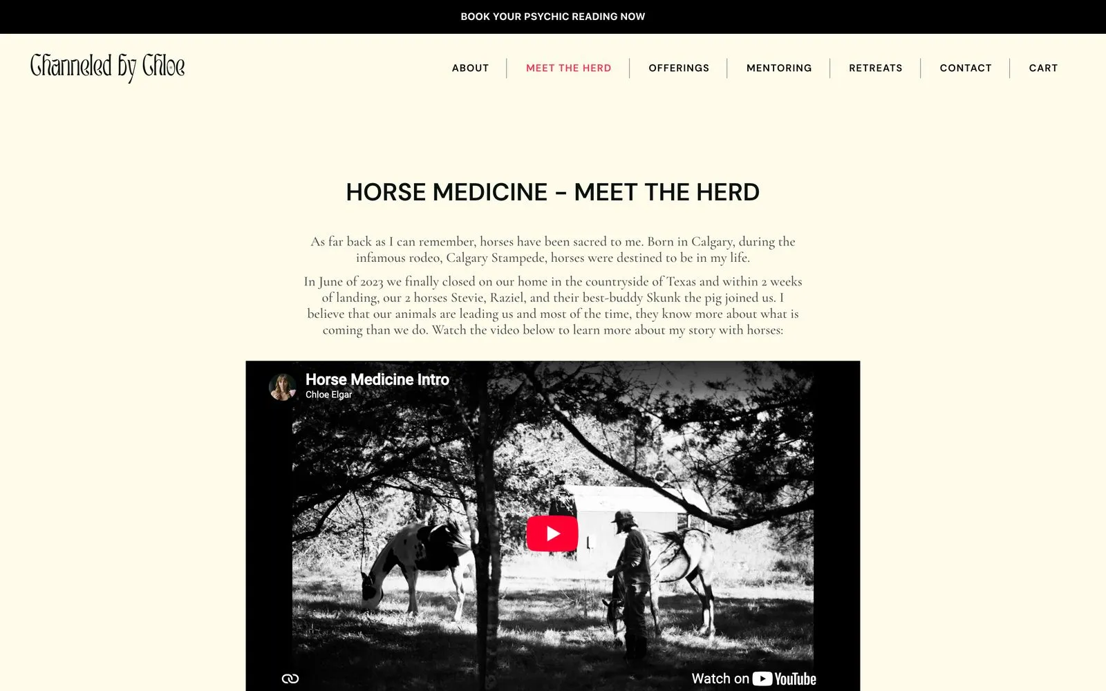 The Channeled by Chloe meet the herd page on desktop
