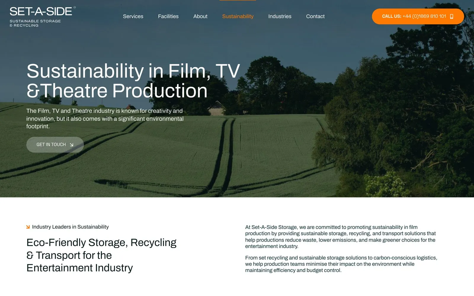 The Set-A-Side Storage sustainability page on desktop