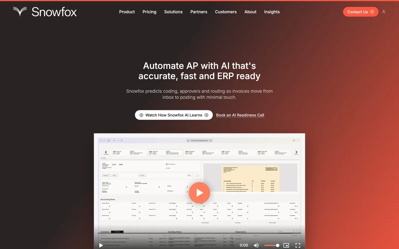 The Snowfox product page on desktop