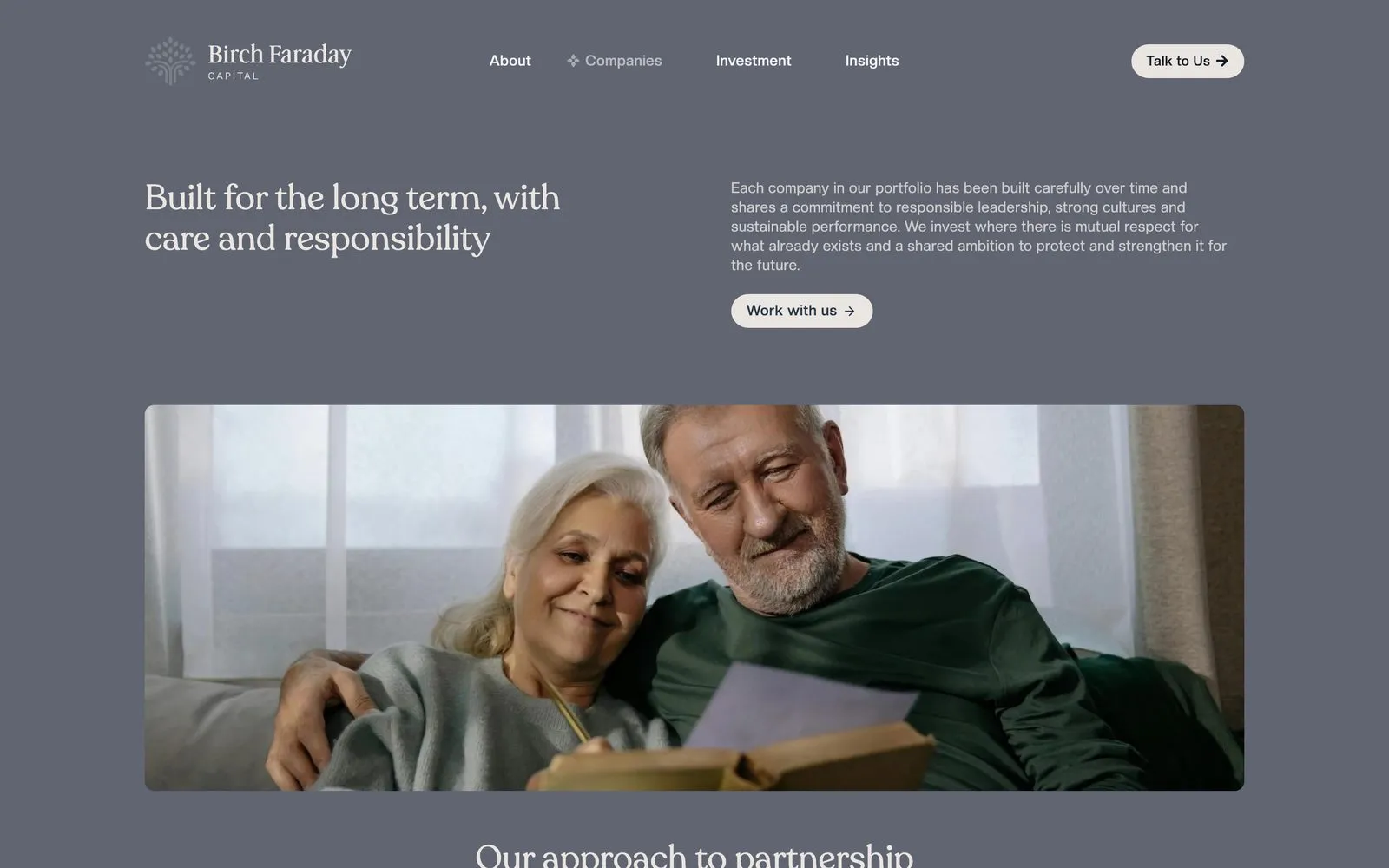 The Birch Faraday Capital companies page on desktop