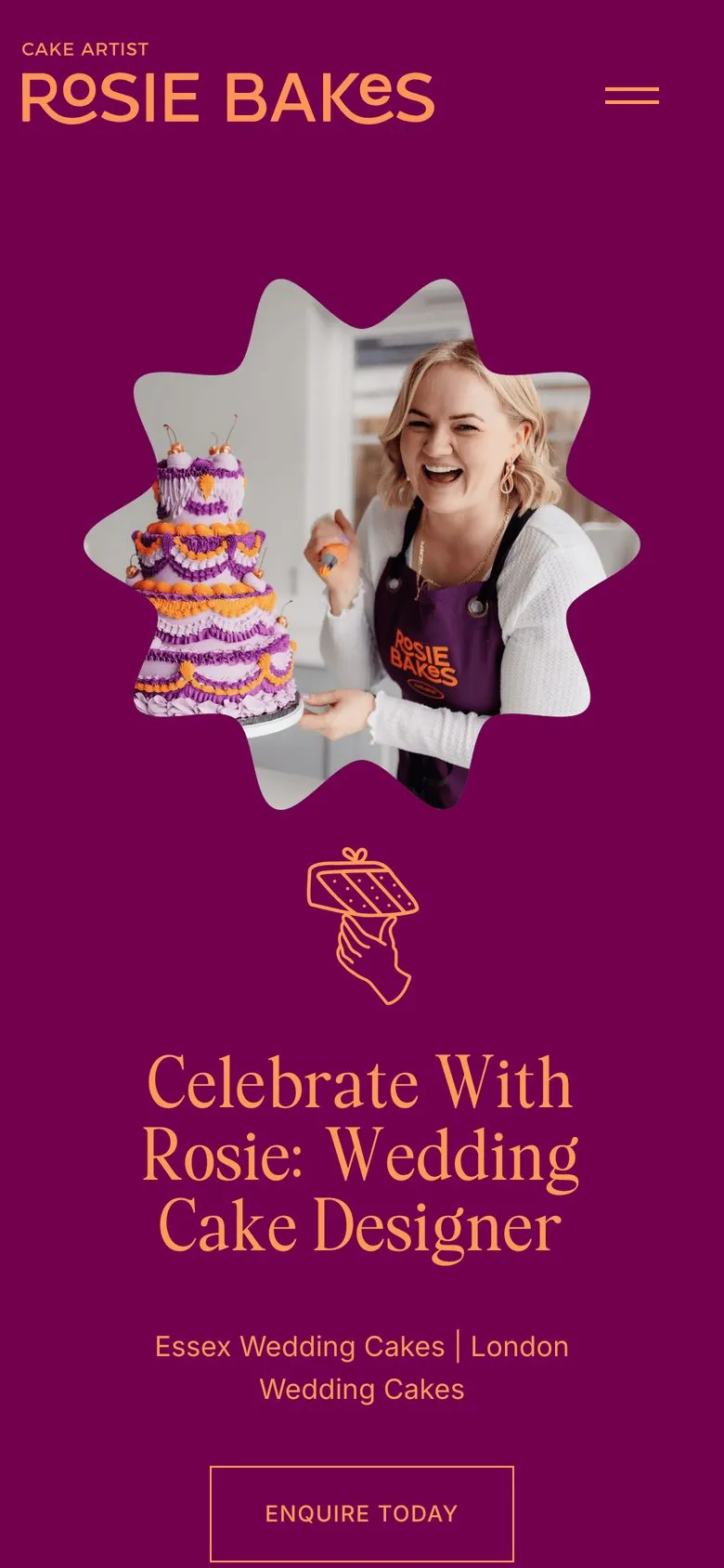 The Rosie Bakes homepage on a phone
