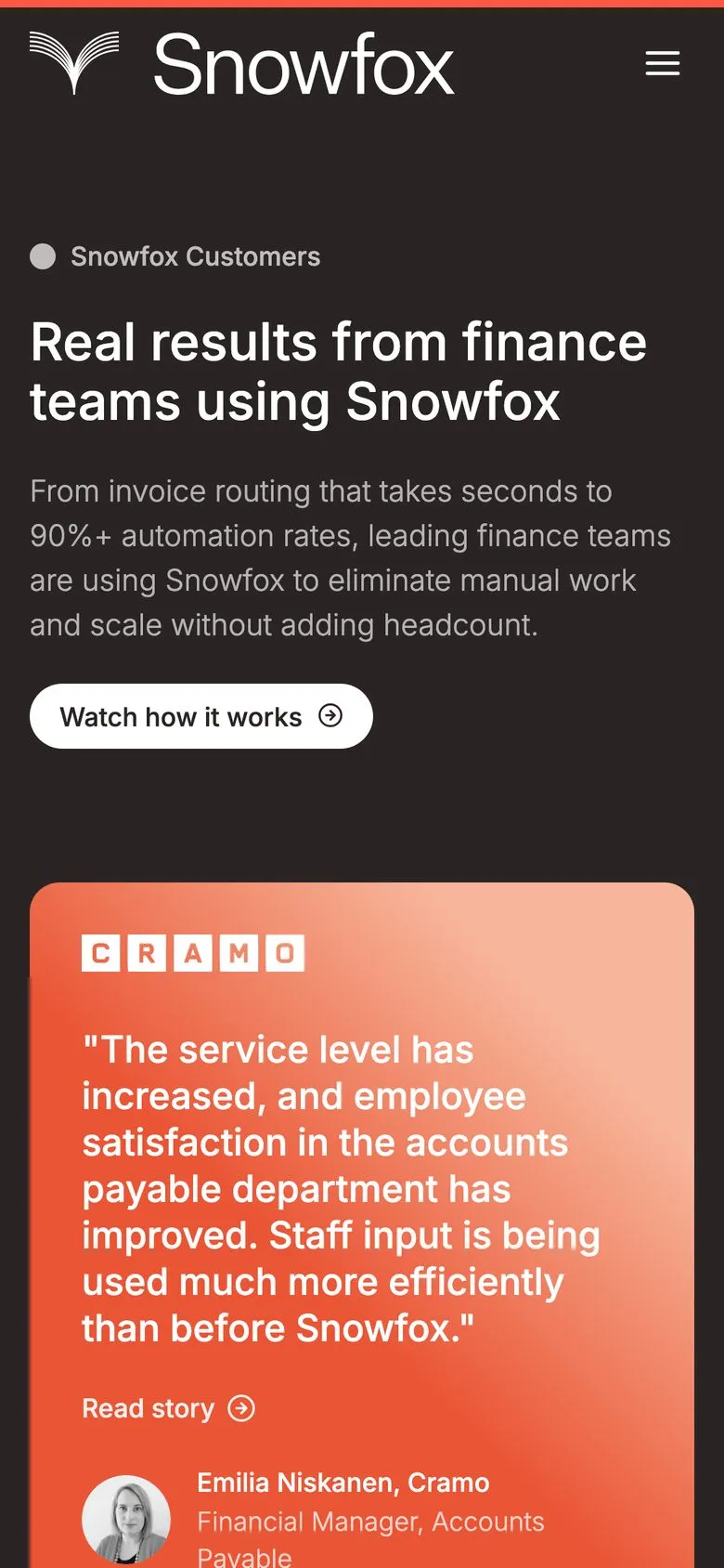 Snowfox on a phone: customer stories
