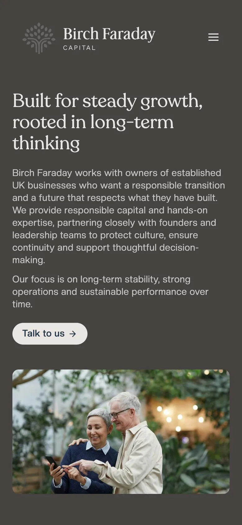 Birch Faraday Capital on a phone: about