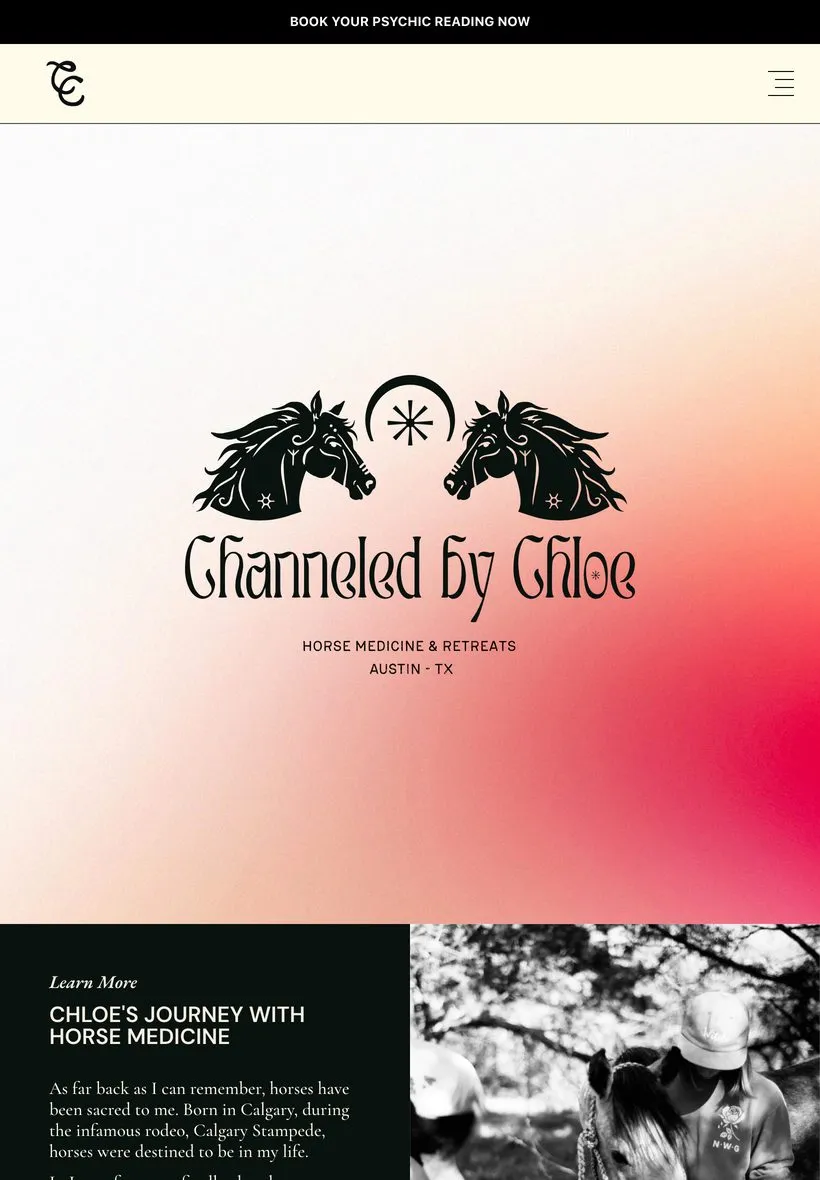 The Channeled by Chloe homepage on a tablet